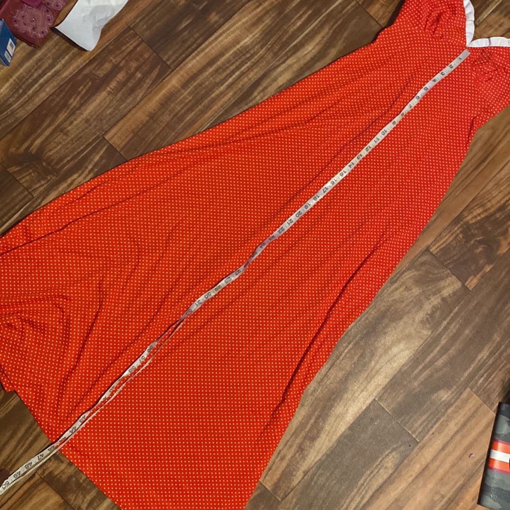 vtg Red Polka Dot Ruffle Maxi Dress - Picture 11 of 12